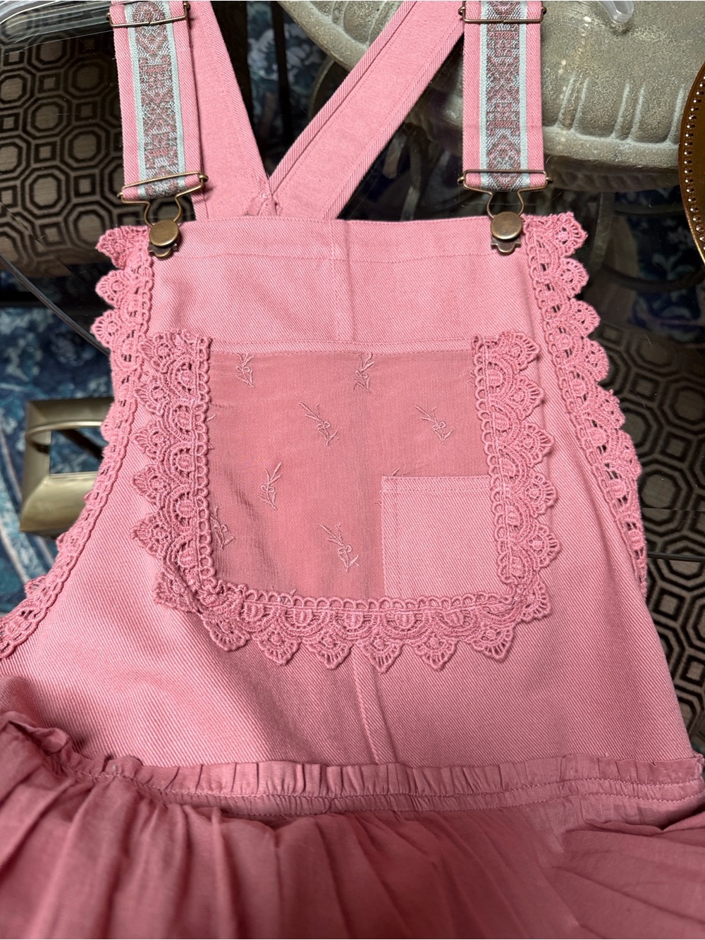 Free People Dusty Rose Lace-Trim Maxi Trails end Skirtall Sold out - Picture 11 of 14